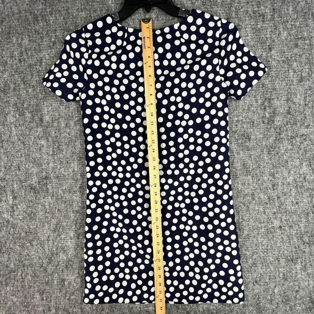 J Crew Polka Dot Shirt Dress Womens 00 Blue Lined Business Casual Cottage Chic - Picture 11 of 12